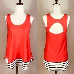 Anthropologie Racerback Tank Top Cut Out Coral 100% Cotton Deletta Size XS 